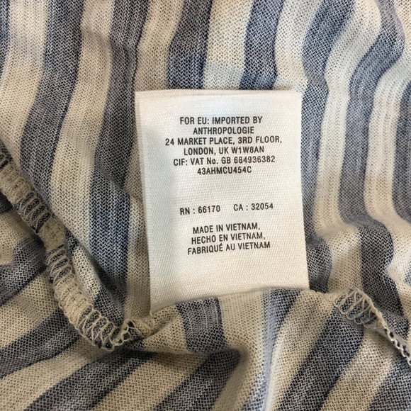 anthropologie Meadow Rue Merlin mixed media swing top blue stripe size small - Picture 8 of 9